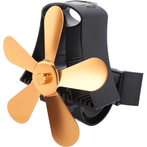 Ventilateur magnétique mural pour cheminée, fonctionnement silencieux, 5 pales, alimenté par la chaleur, pour poêle à bois et bûches, couleur or (1/5)