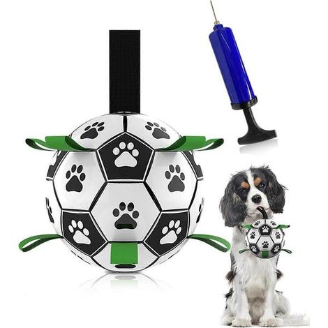 Balle de football interactive pour chien avec poignées, jouet résistant pour le tir à la corde, jouet à tirer, jouet aquatique pour chien, jouet de football amusant pour chiens de petite et moyenne ta (1/5)