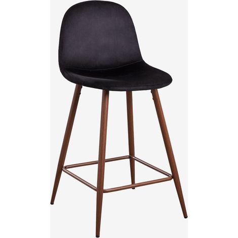 SKLUM Glamm-Hocker aus Samt ↑65 cm Schwarz Dunkles Holz
