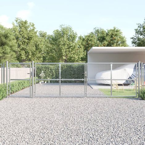 vidaXL Portail de jardin grillagé argenté 500 x 125 cm en acier galvanisé