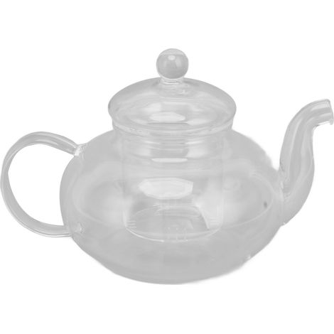 Théière en verre de 680 ml avec filtre, résistante à la chaleur et transparente, idéale pour l'infusion de thé en feuilles et de fleurs.