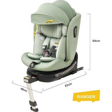 Siège auto enfant Jovikids pivotant à 360° avec ISOFIX, i-Size 40-150 cm (de la naissance à 12 ans), dos à la route, avec fonction inclinable et capote amovible, homologué ECE R129 (1/5)