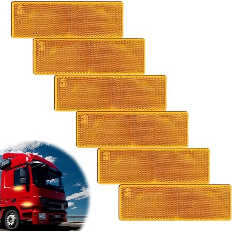 Pack of 6 Rectangular Reflector Sticker Rectangular Reflective Plate for RV Bike Motorcycle Trailer Car Truck Camper Caravans Fences, 15 x 2 cm (Orange) (1/5)