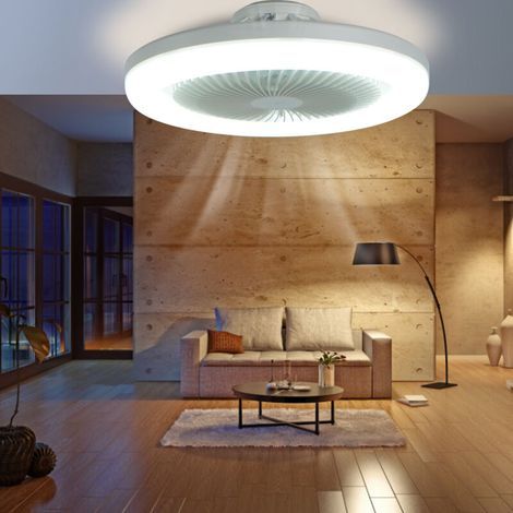 Ventilateur de plafond E27 avec éclairage – 3 vitesses réglables – Abat-jour acrylique pour espaces restreints – Circulation d'air optimale