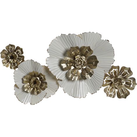 Decoracion Pared Metal 93X8,3X54 Flores Dorado DP204674 (1/3)