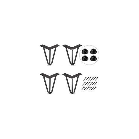 Set mit 4 Tischbeinen, 10 cm, DIY-Möbelbeine für Esstisch, Couchtisch, Schreibtisch, Schwarz + Beinschoner und Schrauben (1/5)