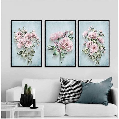 Affiche murale sur toile représentant une rose en pleine floraison, magnifique peinture à l'huile décorative pour la maison, le salon, la chambre, le bureau et la chambre d'enfant. (1/5)