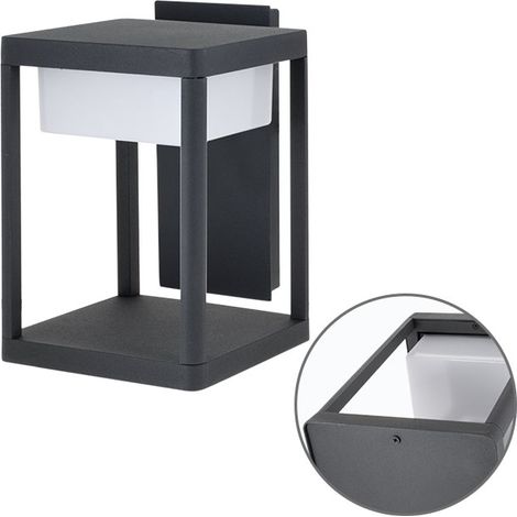 Aplique cousteau ip44 1x9w led 900lm 4000k l.18xan.20,5xal.28cm gris
