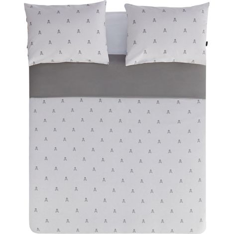Funda nórdica reversible Gris 240 x 220 cm y fundas almohada algodón CALAVERAS