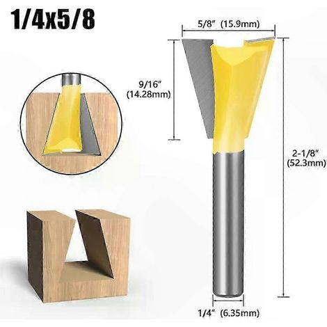 1/4"-Nutfräser-Set mit geradem Schaft, 6 mm Schaft, 14° Winkel, für Oberfräsen, Holzbearbeitung, Gravieren und andere Holzarbeiten, 14-teiliges Set (1/5)