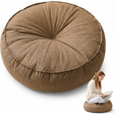 Coussin de sol d'extérieur - 45 x 45 cm - Coussin d'assise rond pour sol et jardin - Résistant aux intempéries - Imperméable - Coussin de matelas épais - 10 cm de haut - Pour intérieur et (1/5)