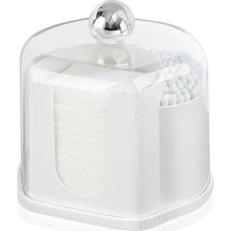 Transparente Aufbewahrungsbox für Wattestäbchen und Zahnstocher mit staubdichtem Deckel, 2-in-1-Design, separate Fächer für einfachen Zugriff (1/5)