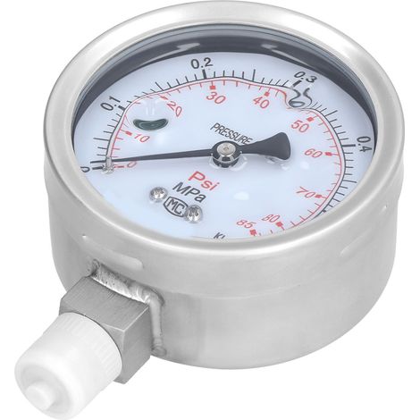 Manomètre Y-100BF en acier inoxydable résistant à la corrosion, type radial, manomètre à vide 0-0,6 MPa, manomètre à bain d'huile résistant aux chocs. (1/5)