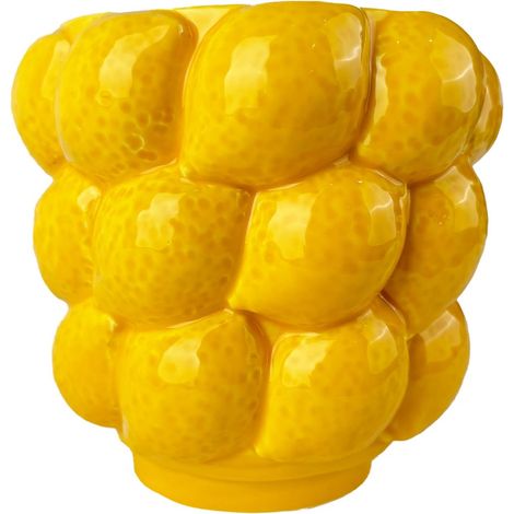 Dekorative Keramikvase mit Zitronen, ideal als Heimdekoration, gelbe Vase für Blumen und Pflanzen