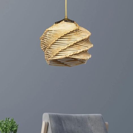 Suspension bohème forme boule - effet bambou OLTEN (1/2)