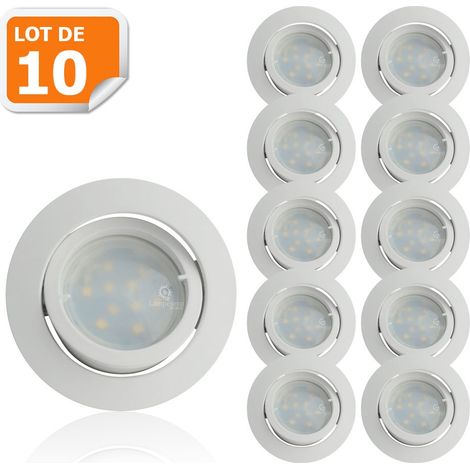 Lot de 10 Spot Led Encastrable Complete Blanc Orientable lumière Blanc Neutre eq. 50W ref.888 (1/6)