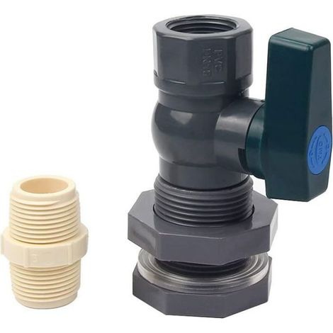 Robinets Pour Cuves À Eau - Raccord PVC 3/4 Pouces Avec Adaptateur Mur Et Joint Étanche - Pour Barrils De Pluie - 1 Pièce (1/5)
