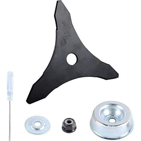Lame de Débroussailleuse 10 Pouces 3T avec Adaptateur pour Tondeuse à Gazon, Kit d'Entretien pour Machine de Jardinage, Coupe-Herbe et Élagage (1/4)