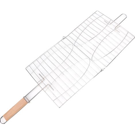Filet de barbecue en acier inoxydable antiadhésif avec poignée, panier à griller pour poissons et viandes, idéal pour le barbecue et le four. (1/5)
