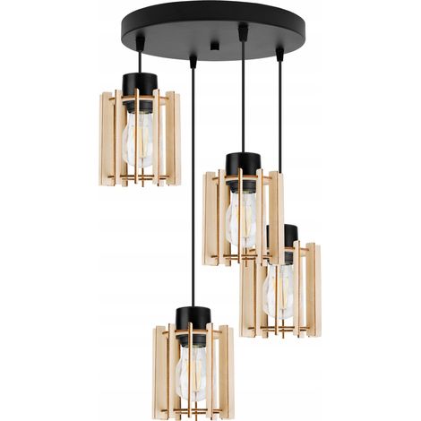 Hängelampe, Deckenleuchter, Holz, LED-Lampenschirm