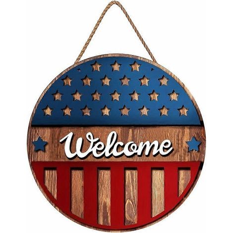 Décorations de porte de bienvenue pour le 4 juillet, maisons de ferme, panneaux patriotiques, décorations murales (1/4)