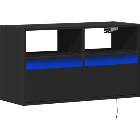 Mobile TV multimediale scaffale per televisione televisione buffet sala da pranzo soggiorno camera da letto a parete con luci LED 80 x 31 x 45 cm nero 020027922