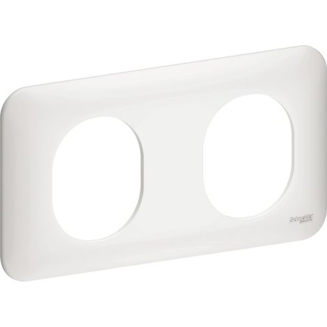 Schneider Electric – Plaque de finition 2 postes horizontal S260704 – Gamme Ovalis – Entraînement par clips – Lot de 10 pièces – Pour montage intérieur