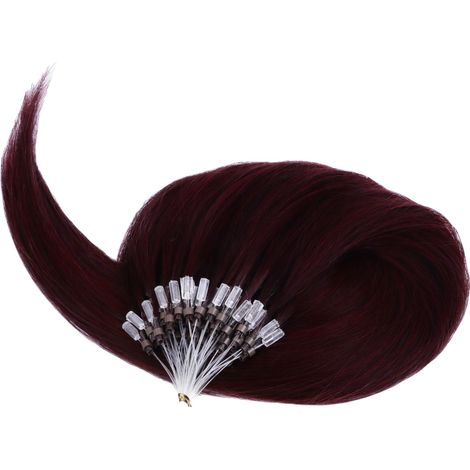 Extensiones de cabello con clip, lisas y sedosas, color borgoña 99J, 20 pulgadas. (1/2)