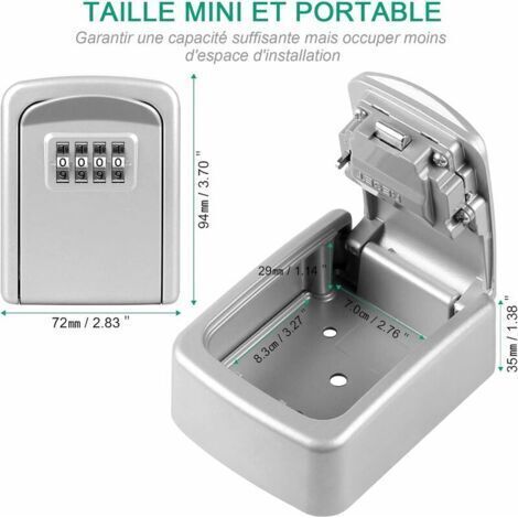 NALOOKAMIC Boîte à Clé Sécurisée, [Nouvelle Version] Boîte Sûre de Serrure D'alliage de Zinc de Stockage Sûr Avec Le Code de Combinaison de 4 Chiffres, pour L'école de Garage à Domicile Airbnb - Argen (1/4)