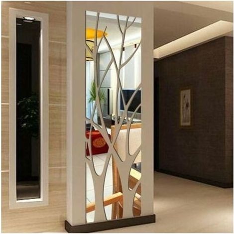 Mirror wall sticker 3D silver 100x28cm – Acrylic lightweight – Decoration indoor for living room and bedroom – Easy to repositionner (1/5)