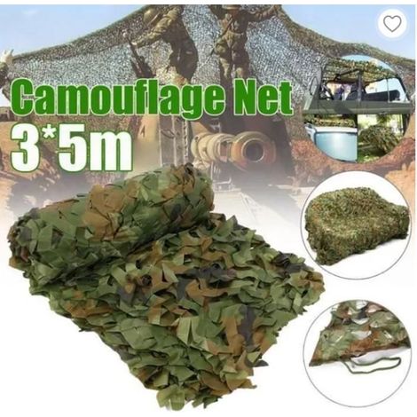 Filet de camouflage militaire 3 x 5 m pour forêt, feuillage, chasse, camping, activités de plein air, désert, jungle (1/4)