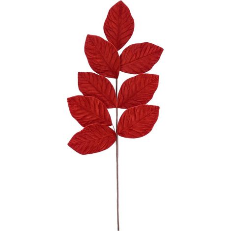 RAMO ARTIFICIALE CON FOGLIE ROSSE VELLUTO BIZZOTTO ERTEMIOS 10X70H