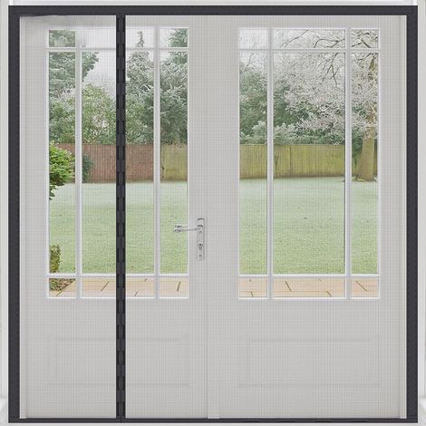 Moustiquaire en fibre polyamide robuste, double ouverture à gauche, porte moustiquaire magnétique, convient aux portes de 7280 pouces. (1/5)