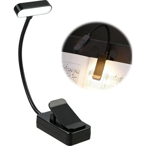 Clip-on reading lamp with eye protection, 3 adjustable brightness levels, three colors (amber/white/mixed), 360° flexible neck, portable, ideal for reading (1/5)