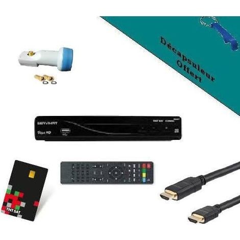 SERVIMAT Récepteur satellite HD + Carte TNTSAT V6 + Câble HDMI + LNB Single HD ME