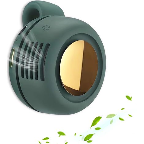Mini-ventilateur portable, silencieux et sans pales à clipser — Idéal pour l'extérieur, les voyages et le bureau (Accessoire de voyage) — 3 vitesses réglables (Port Type-C, Vert) (1/5)