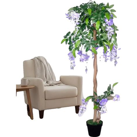 Fleur de Glycine Artificielle, Plante Décorative d'Intérieur, Design en Style Arbre, vert armée (1/2)