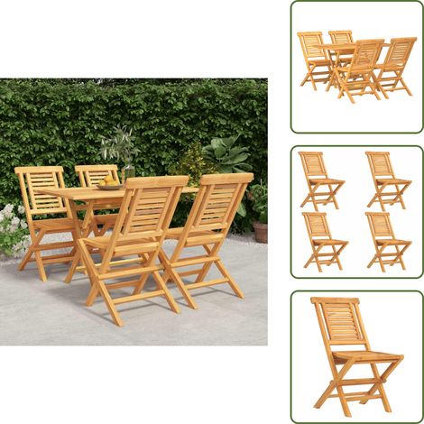 Tavolo in teak - vidaXL Set da Pranzo per Giardino 5 pz in Legno Massello di Teak - Sedie pieghevoli