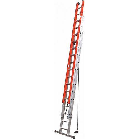 Scala isolante a sfilo con fune in vetroresina 3 tronchi - Altezza aperta 8.97m - SCA3060N/12V