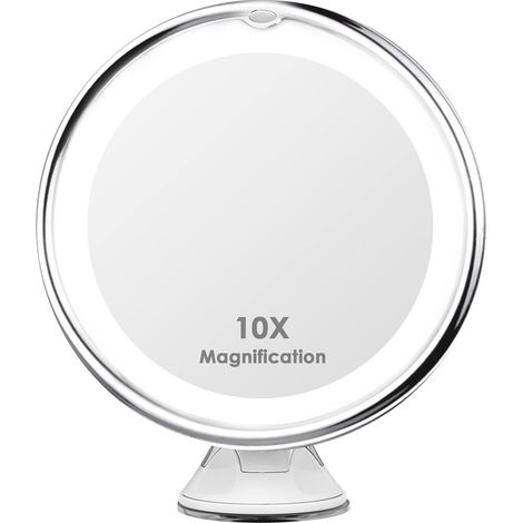 Miroir cosmétique LED 10X, tête de , rasoir à raser avec miroir sans mélange, barre de direction 360°