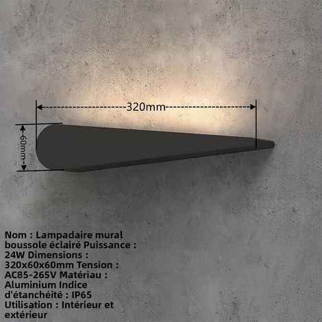 Wasserdichte Außen-Wandleuchte IP65, moderne Wandlampe mit schlichtem Design für Garten, Balkon und Flur, dekorative Wandfluter-Beleuchtung, Modell Kompass Schwarz 24W Neutralweiß 4000K-lsw