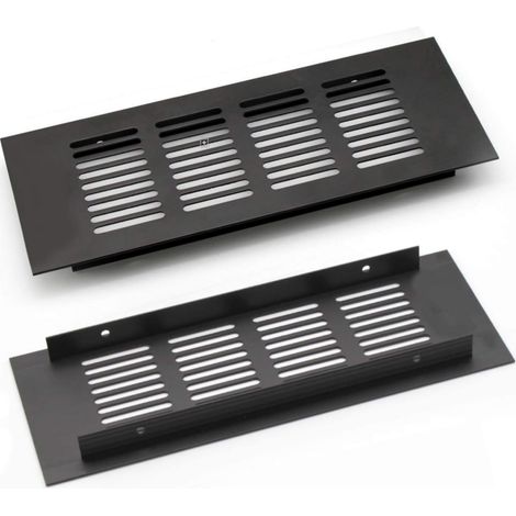 Griglia di ventilazione in alluminio da incasso, 2 pezzi, griglia di ventilazione angolata da 200 mm per la ventilazione di armadi e camere da letto (nero)