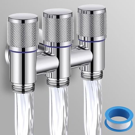 Vanne de commutation d'eau à trois voies: raccord fileté de vanne d'angle en acier inoxydable fiable, vanne d'eau de dérivation pour robinets, éviers de cuisine, lavabos de salle de bains