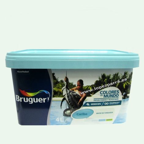 Bruguer Pintura colores del mundo Caribe Matiz de turquesa 4 Lt