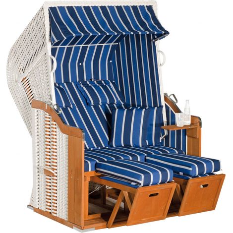 Strandkorb Rustikal 250 PLUS PVC-KS weiß, Nord. Fichte