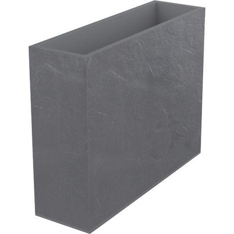 EDA – Jardinière rectangulaire en plastique apparence pierre 63L – Volume 63L – Longueur 99.5 cm – Hauteur 78.5 cm – Largeur 29.5 cm