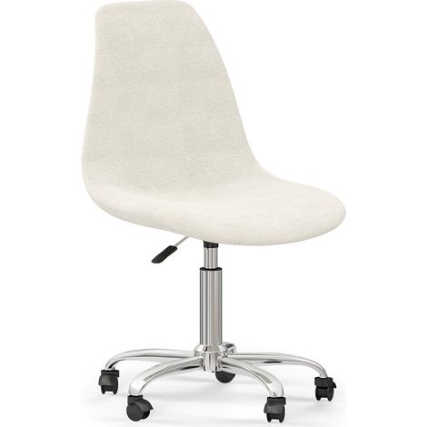 Swivel Office Chair - Bouclé Upholstered - Denisse White