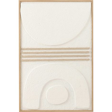 Tableau mural design abstrait relief papier blanc beige élégant - Blanc texturé et beige naturel (1/3)