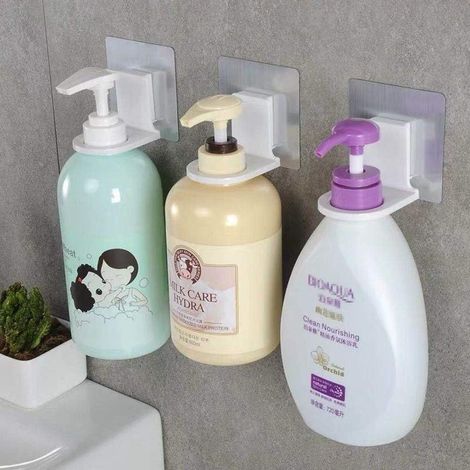 Support de flacon de gel douche à crochet-Convient pour les murs de salle de bain-type ventouse scratch-3morceau