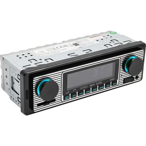 Autoradio FM Bluetooth 1 DIN con telecomando, display LED a 7 colori, riproduzione musicale da USB/MP3/WMA/WAV/SD/TF, porta di ricarica USB (senza lettore CD) (1/4)